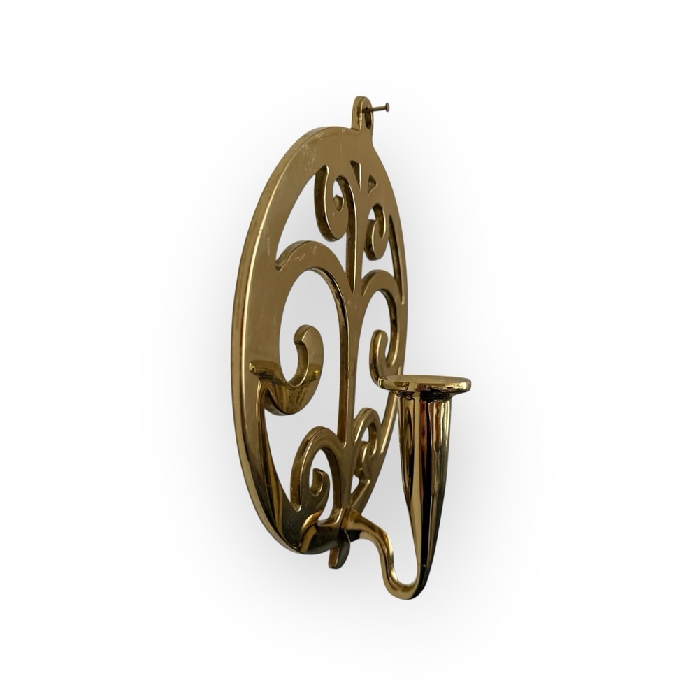 VTG Brass Scroll Wall Sconce Candlestick Holder Virginia Metalcrafters VMC‎